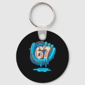 67 Ice Cream Drip Funny Six Seven Baseball  Sleutelhanger (Voorkant)