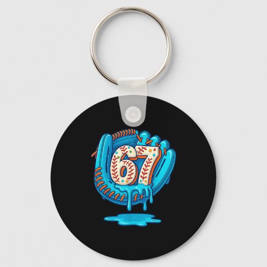 67 Ice Cream Drip Funny Six Seven Baseball  Sleutelhanger (Voorkant)