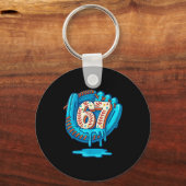 67 Ice Cream Drip Funny Six Seven Baseball  Sleutelhanger (Voorkant)