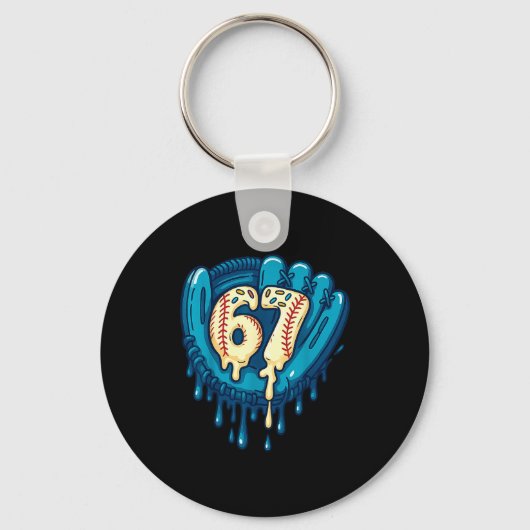67 Ice Cream Drip Funny Six Seven Baseball  Sleutelhanger (Voorkant)