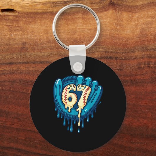 67 Ice Cream Drip Funny Six Seven Baseball  Sleutelhanger (Voorkant)