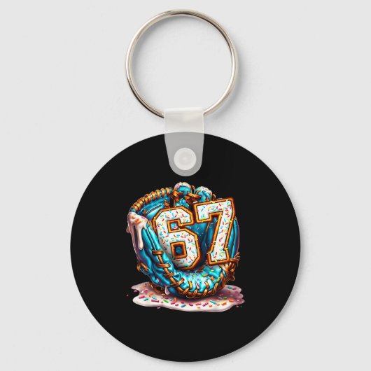 67 Ice Cream Drip Funny Six Seven Baseball  Sleutelhanger (Voorkant)