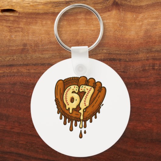 67 Ice Cream Drip Funny Six Seven Baseball  Sleutelhanger (Voorkant)