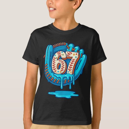 67 Ice Cream Drip Funny Six Seven Baseball  T-shirt (Voorkant)