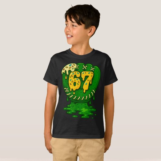 67 Ice Cream Drip Funny Six Seven Baseball  T-shirt (Voorkant volledig)