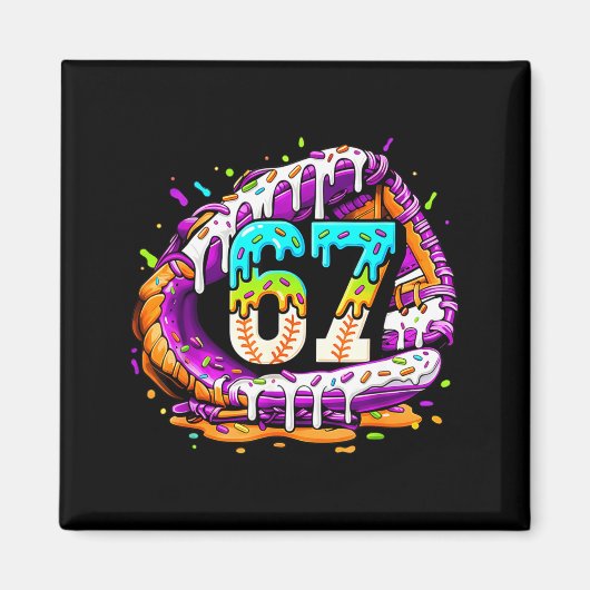 67 Ice Cream Drip Funny Six Seven Player 67th Birt Magneet (Voorkant)