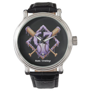 67 Ice Cream Drip Honkbal Meme Funny Retro Sport Horloge