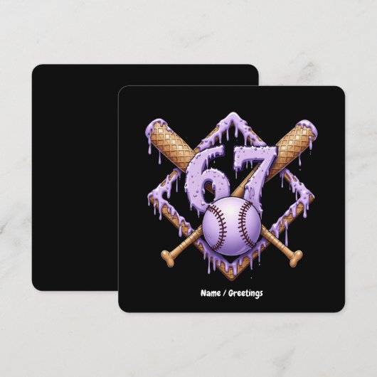 67 Ice Cream Drip Honkbal Meme Funny Retro Sport Kaart (Voorkant / Achterkant)