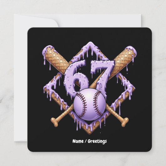 67 Ice Cream Drip Honkbal Meme Funny Retro Sport Kaart (Voorkant)