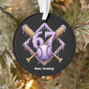 67 Ice Cream Drip Honkbal Meme Funny Retro Sport Ornament