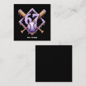 67 Ice Cream Drip Honkbal Meme Funny Retro Sport Vierkante Visitekaartje (Voorkant / Achterkant)