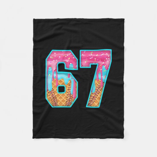 67 Ice Cream Drip Meme Funny Six Seven Funny Numbe Fleece Deken (Voorkant)