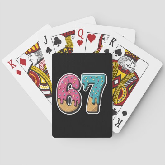 67 Ice Cream Drip Meme Funny Six Seven Gen Alpha Pokerkaarten (Achterkant)