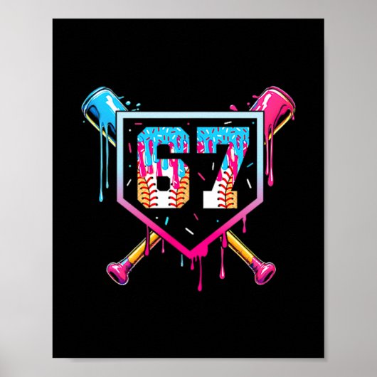 67 Ice Cream Drip Meme Funny Six Seven Gen Alpha ( Poster (Voorkant)