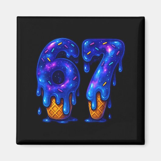 67 Ice Cream Drip Meme Funny Six Seven Gen Alpha S Magneet (Voorkant)