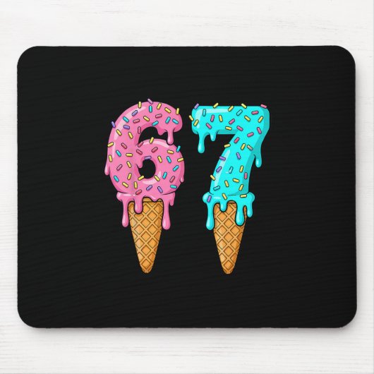 67 Ice Cream Drip Meme Funny Six Seven Gen Alpha S Muismat (Voorkant)