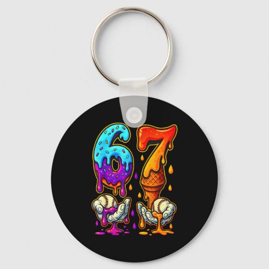 67 Ice Cream Drip Meme Funny Six Seven Gen Alpha S Sleutelhanger (Voorkant)