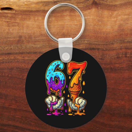 67 Ice Cream Drip Meme Funny Six Seven Gen Alpha S Sleutelhanger (Voorkant)