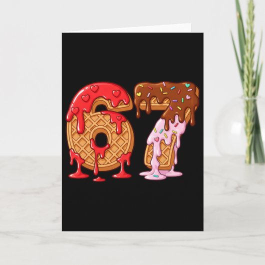 67 Ice Cream Drip Meme Funny Six Seven Valentine D Kaart (Voorkant)