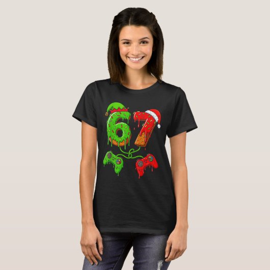 67 Ice Cream Drip Meme Gamer Six Seven Christmas B T-shirt (Voorkant volledig)