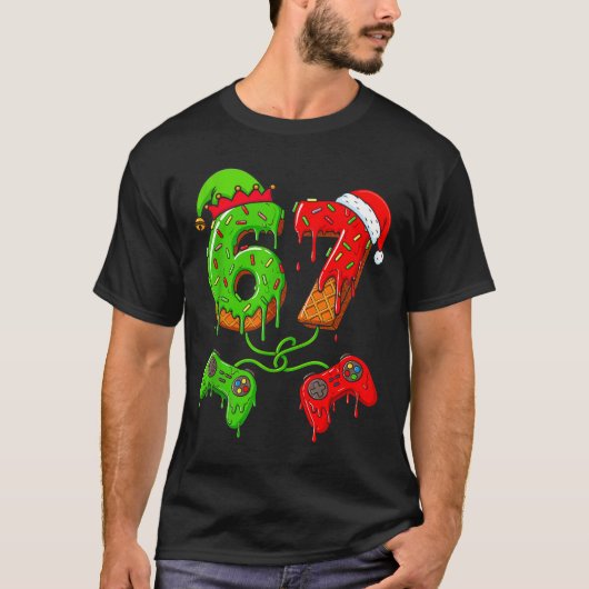 67 Ice Cream Drip Meme Gamer Six Seven Christmas B T-shirt (Voorkant)