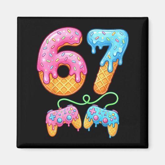 67 Ice Cream Drip Meme Gamer Six Seven Gen Alpha S Magneet (Voorkant)