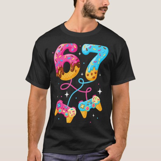 67 Ice Cream Drip Meme Gamer Six Seven Gen Alpha S T-shirt (Voorkant)