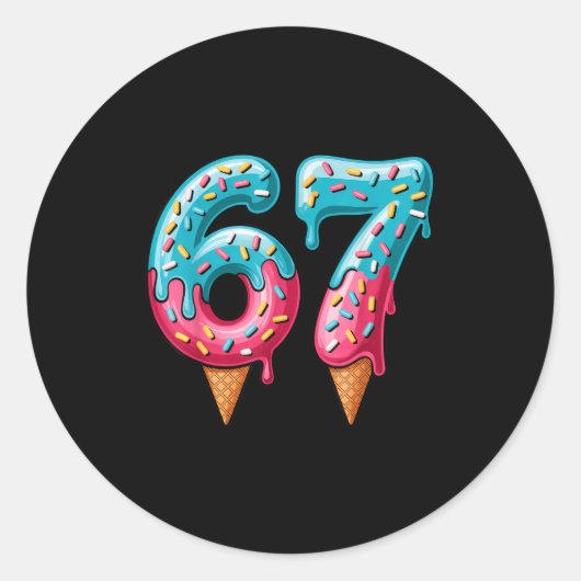 67 Ice Cream Drip Meme  Ronde Sticker (Voorkant)