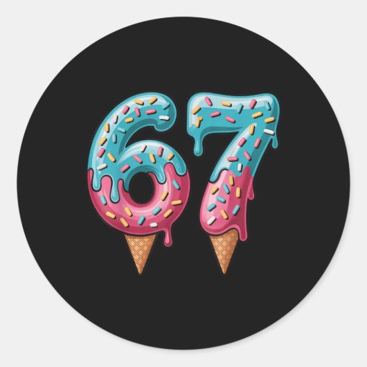 67 Ice Cream Drip Meme  Ronde Sticker (Voorkant)