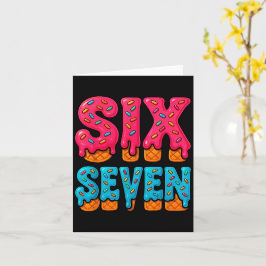 67 Ice Cream Drip Meme Six Seven Gen Alpha Slang Kaart (Gele Bloem)