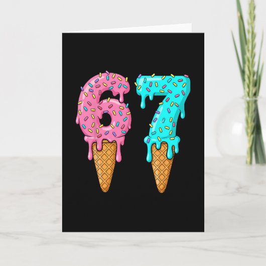 67 Ice Cream Drip Meme Six Seven Gen Alpha Slang  Kaart (Voorkant)
