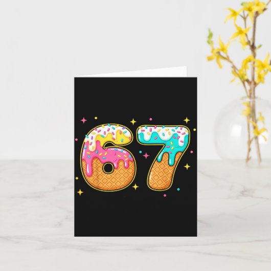 67 Ice Cream Drip Meme Six Seven Gen Alpha Slang  Kaart (Gele Bloem)