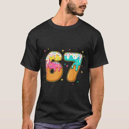 67 Ice Cream Drip Meme Six Seven Gen Alpha Slang  T-shirt (Voorkant)