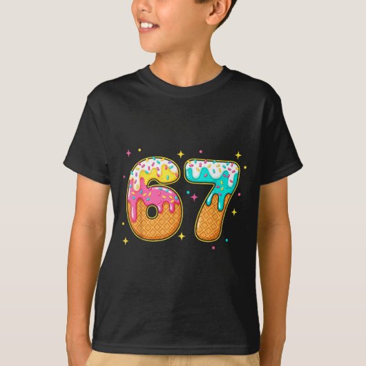 67 Ice Cream Drip Meme Six Seven Gen Alpha Slang  T-shirt (Voorkant)