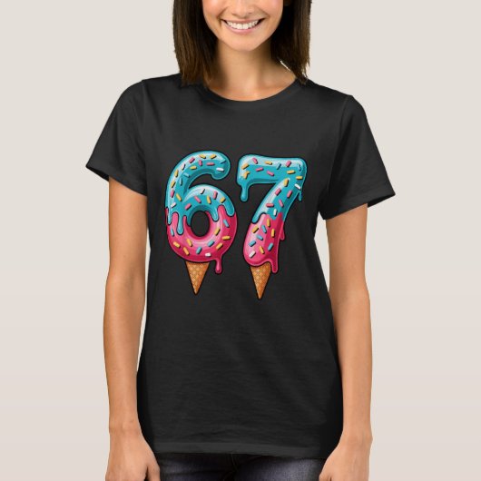 67 Ice Cream Drip Meme T-shirt (Voorkant)