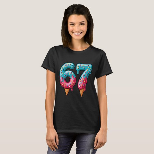 67 Ice Cream Drip Meme  T-shirt (Voorkant volledig)
