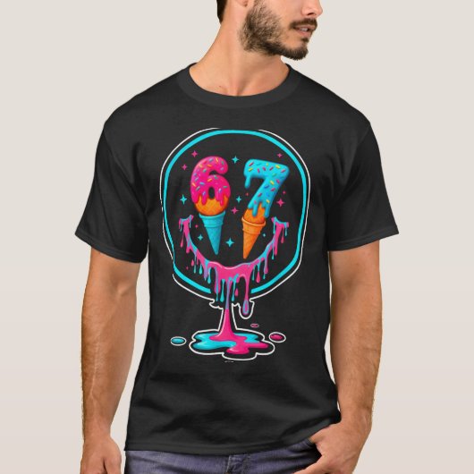 67 Ice Cream Drip Number 67 Player 67th Birthday  T-shirt (Voorkant)