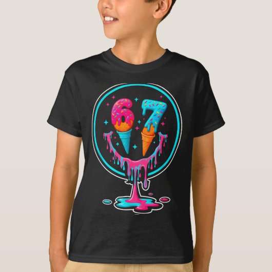 67 Ice Cream Drip Number 67 Player 67th Birthday T-shirt (Voorkant)