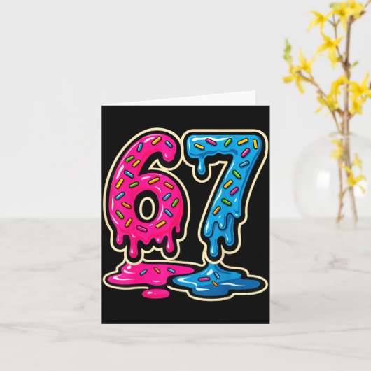 67 Ice Cream Meme Six Seven  Kaart (Gele Bloem)