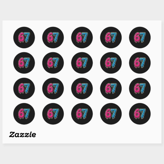 67 Ice Cream Meme Six Seven Ronde Sticker (Vel)