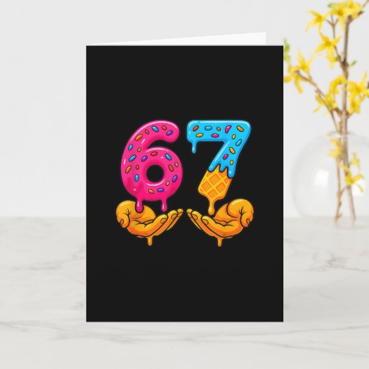 67 Ijs Drip Grappig 6 7 Zes Zeven Gen Alpha Me Kaart (Gele Bloem)