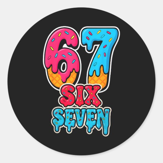 67 Ijs Drip Grappig Zes Zeven Gen Alpha Meme S Ronde Sticker (Voorkant)