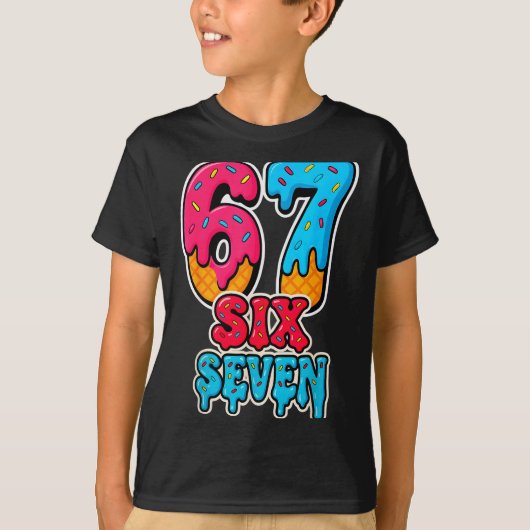 67 Ijs Drip Grappig Zes Zeven Gen Alpha Meme S T-shirt (Voorkant)