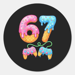 67 Ijs Drip Meme Gamer Zes Zeven Gen Alpha S Ronde Sticker