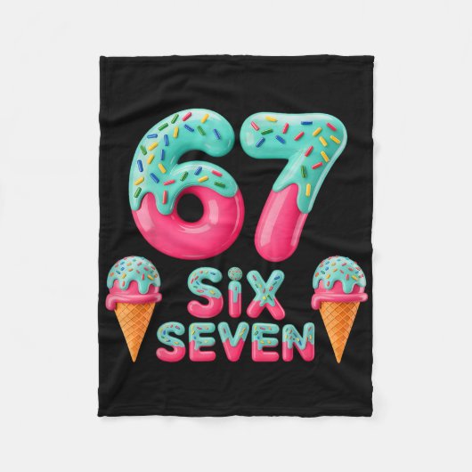 67 Ijs Drip Meme Grappig Zes Zeven Gen Alpha S Fleece Deken (Voorkant)