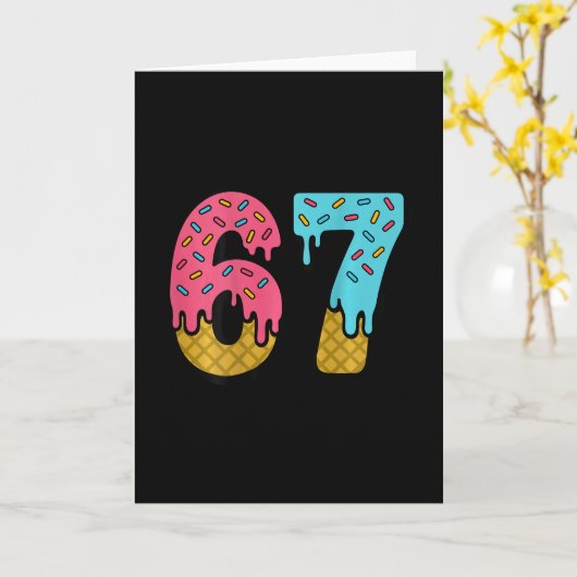 67 Ijs Drip Meme Six Seven Game Day (op Ck)  Kaart (Gele Bloem)