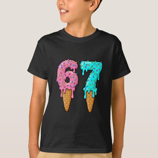 67 Ijs Drip Meme Zes Zeven Gen Alpha Jargon T-shirt (Voorkant)