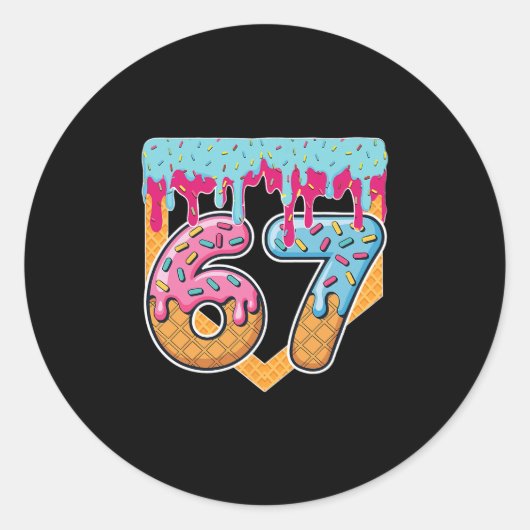 67 ijs drip meme zes zeven Gen Alpha s-lang Ronde Sticker (Voorkant)
