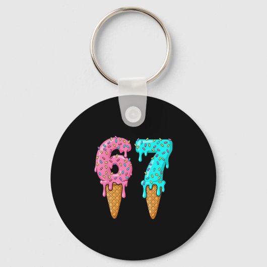 67 Ijs Drip Meme Zes Zeven Gen Alpha Slaang Sleutelhanger (Voorkant)