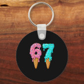 67 Ijs Drip Meme Zes Zeven Gen Alpha Slaang Sleutelhanger (Voorkant)